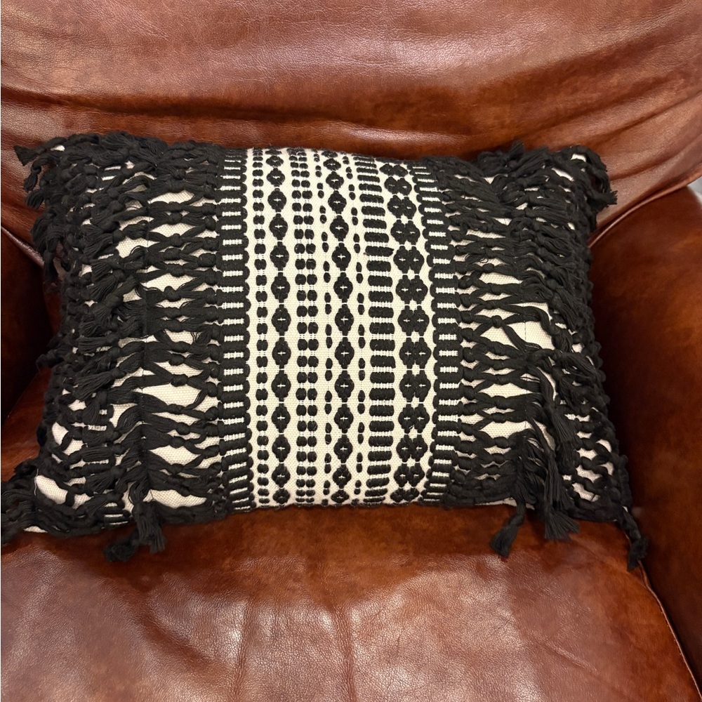 Black and Cream Boho Accent Throw Pillow